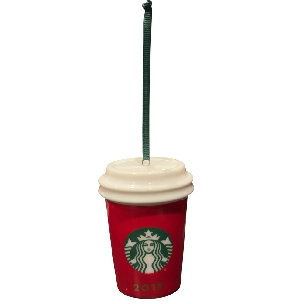 Starbucks 2015 Holiday Christmas Tree‎ Red Ceramic Ornament